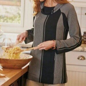 Soft Surroundings Cowl Neck Tunic Top - Size 1X - Waffle Knit - Zipper Pockets